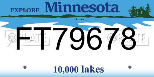 FT79678 Minnesota License Plate