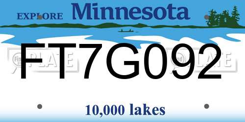 FT7G092 Minnesota License Plate