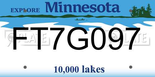 FT7G097 Minnesota License Plate
