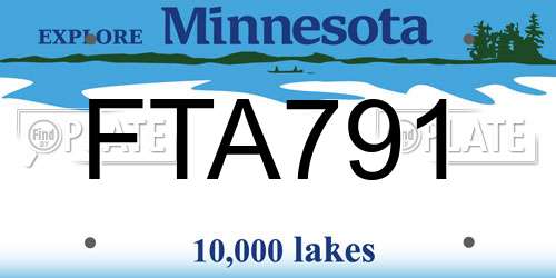 FTA791 Minnesota License Plate