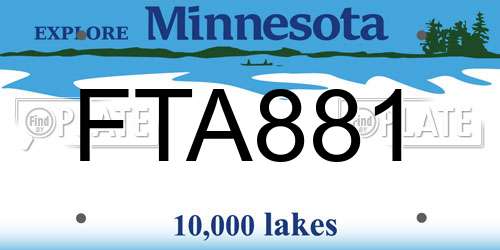 FTA881 Minnesota License Plate