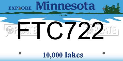 FTC722 Minnesota License Plate