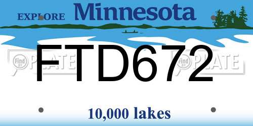 FTD672 Minnesota License Plate