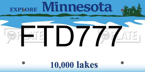 FTD777 Minnesota License Plate