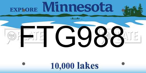 FTG988 Minnesota License Plate