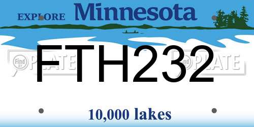 FTH232 Minnesota License Plate