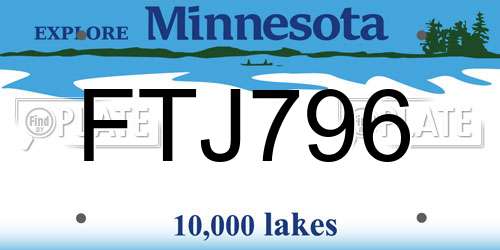 FTJ796 Minnesota License Plate