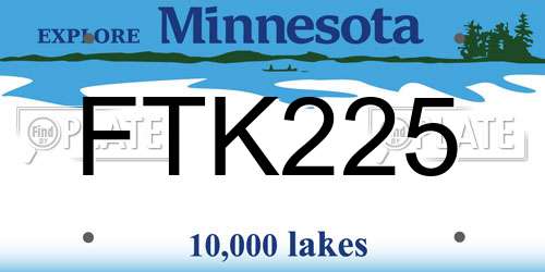 FTK225 Minnesota License Plate