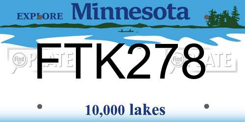 FTK278 Minnesota License Plate