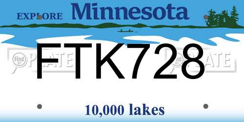 FTK728 Minnesota License Plate