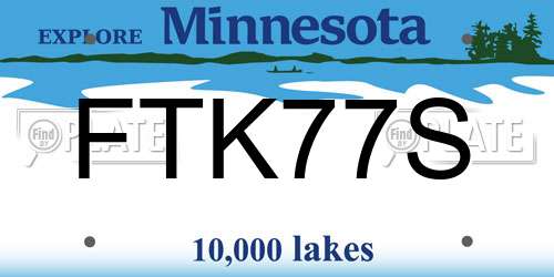 FTK77S Minnesota License Plate