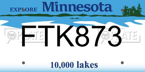 FTK873 Minnesota License Plate