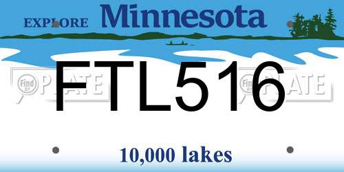 FTL516 Minnesota License Plate
