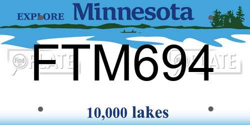 FTM694 Minnesota License Plate