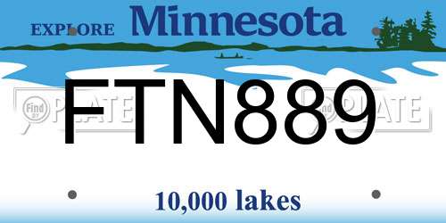 FTN889 Minnesota License Plate