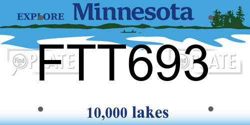 FTT693 Minnesota License Plate