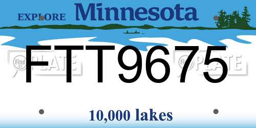 FTT9675 Minnesota License Plate