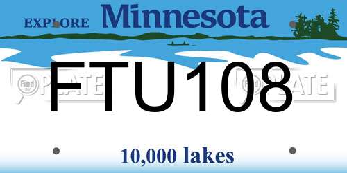 FTU108 Minnesota License Plate