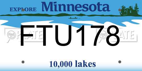 FTU178 Minnesota License Plate
