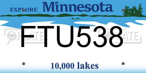FTU538 Minnesota License Plate