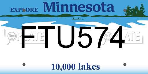 FTU574 Minnesota License Plate