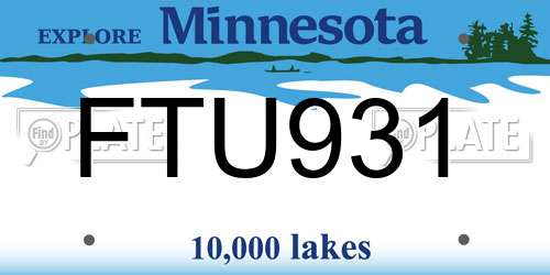 FTU931 Minnesota License Plate