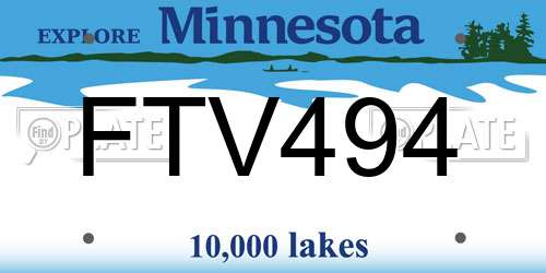 FTV494 Minnesota License Plate