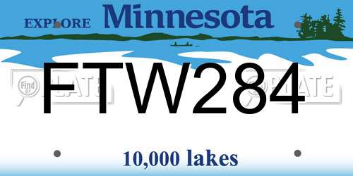 FTW284 Minnesota License Plate