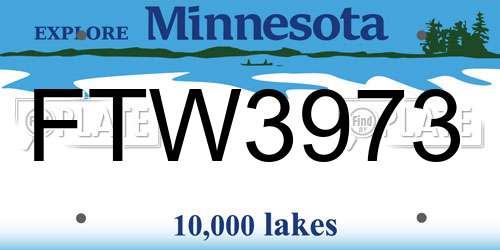 FTW3973 Minnesota License Plate