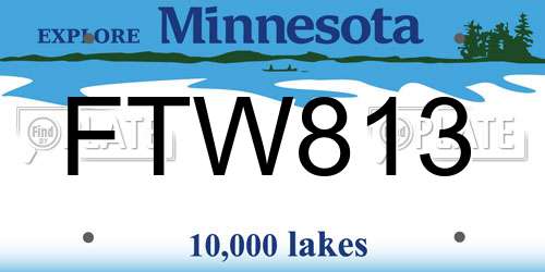 FTW813 Minnesota License Plate