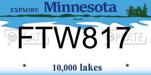 FTW817 Minnesota License Plate