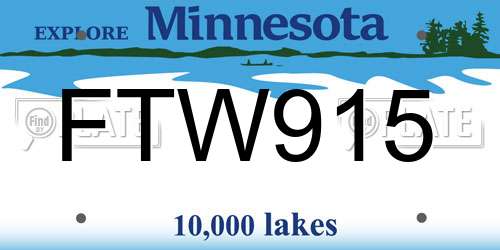 FTW915 Minnesota License Plate