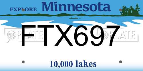 FTX697 Minnesota License Plate