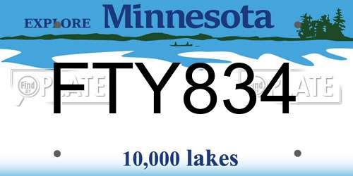 FTY834 Minnesota License Plate