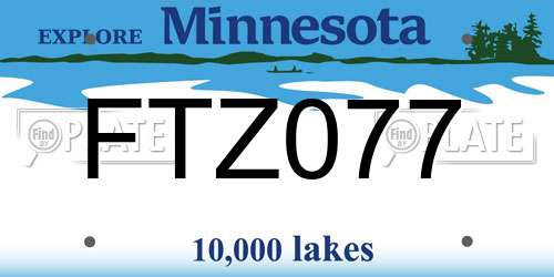 FTZ077 Minnesota License Plate