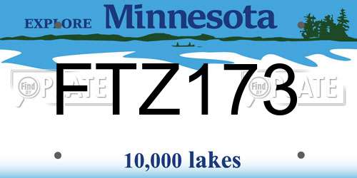 FTZ173 Minnesota License Plate