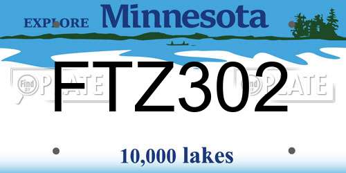 FTZ302 Minnesota License Plate