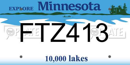 FTZ413 Minnesota License Plate