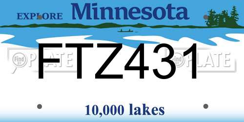 FTZ431 Minnesota License Plate