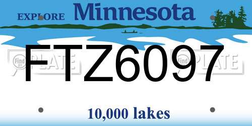 FTZ6097 Minnesota License Plate