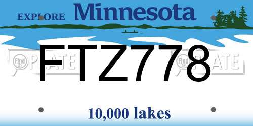FTZ778 Minnesota License Plate