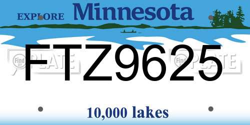 FTZ9625 Minnesota License Plate