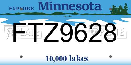 FTZ9628 Minnesota License Plate