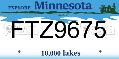 FTZ9675 Minnesota License Plate