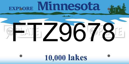FTZ9678 Minnesota License Plate