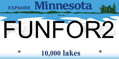 FUNFOR2 Minnesota License Plate