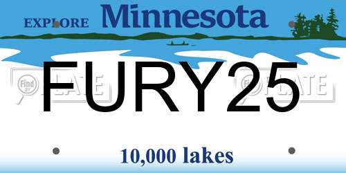 FURY25 Minnesota License Plate