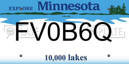 FV0B6Q Minnesota License Plate