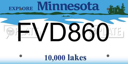 FVD860 Minnesota License Plate