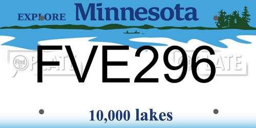 FVE296 Minnesota License Plate